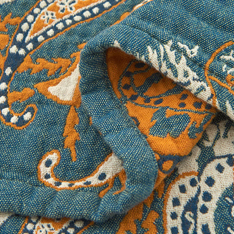 Ownkoti Dark Cyan Flower Pattern Pillow Towel (2PCS)