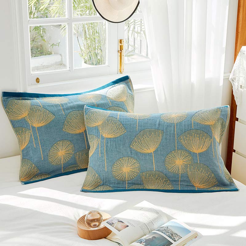 Ownkoti Dandelion Print Cotton Gauze Pillow Towel (2PCS)