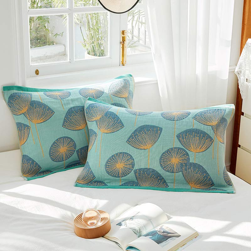 Ownkoti Dandelion Print Cotton Gauze Pillow Towel (2PCS)