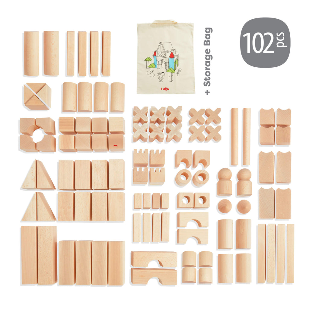 Basic Building Blocks 102 Piece Extra Large Wooden Starter Set